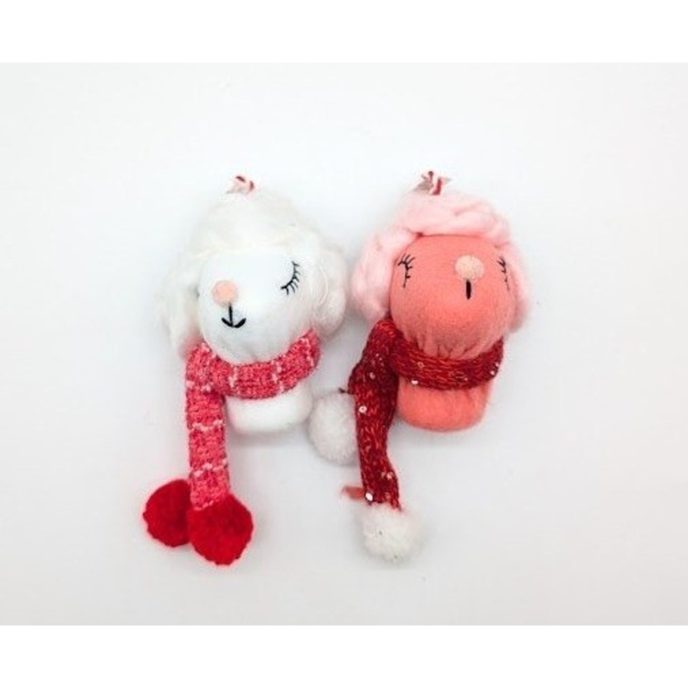 2 Set Target Wondershop Christmas Ornament Lamb Sheep Feminine Felt Pink NEW